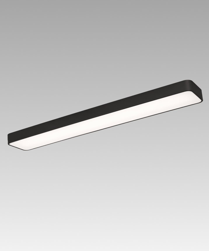 Product rendering of the 11184-46 rectangular flush ceiling light by Alcon Lighting shown in a black finish.