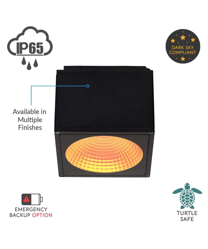 6-Inch Outdoor Turtle-Friendly LED Cube Ceiling Light