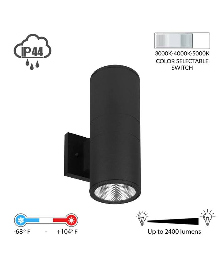 4-Inch Architectural Cylinder Uplight and Downlight LED Wall Light