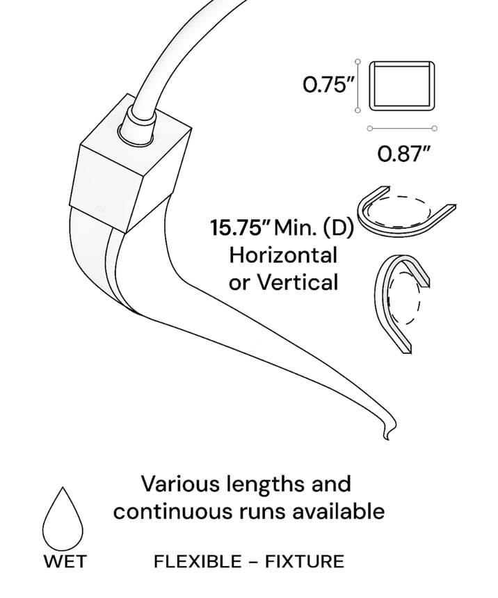 Alcon 11261 narrow indoor/outdoor architectural flexible LED strip light shown in a white finish.
