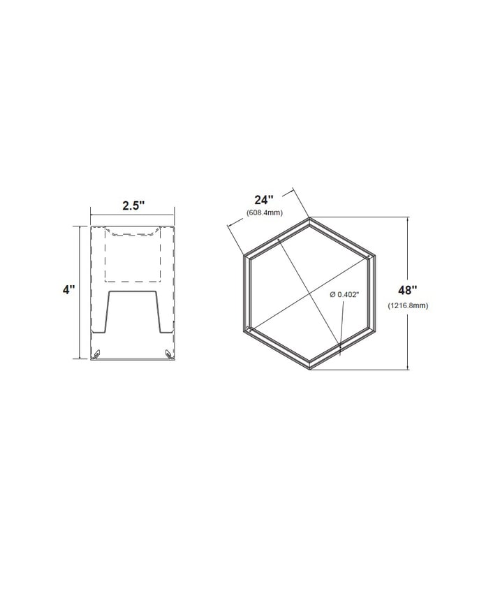 2.5-Inch Hexagon LED Flush Mount Linear Ceiling Light