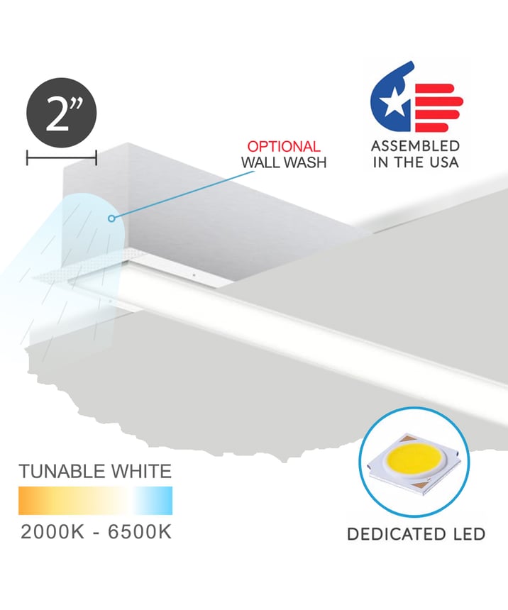 12100-20-R recessed linear ceiling light by Alcon Lighting shown in a white finish with a flush trimless lens