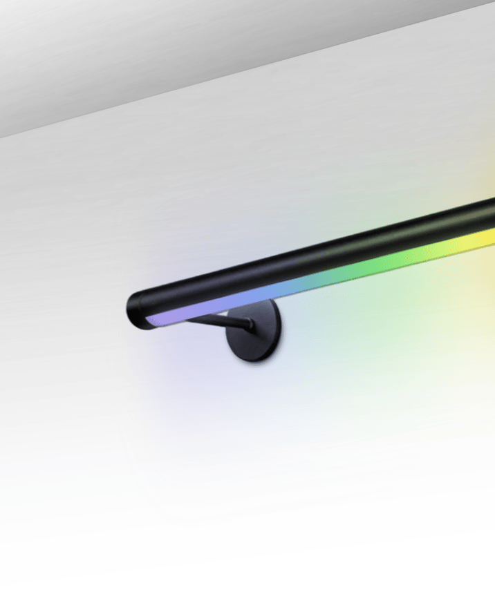 Alcon 12100-R2-W RGBW Color tunable linear wall light shown in a black finish.