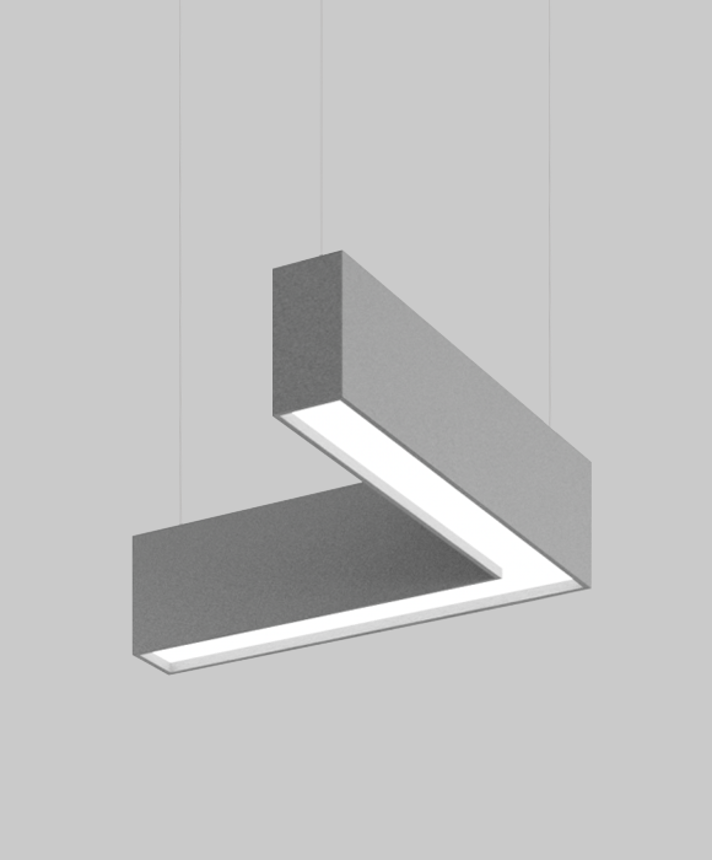 Alcon 12101-20-L-8 acoustic pendant light shown with cobalt finish and L-shaped housing