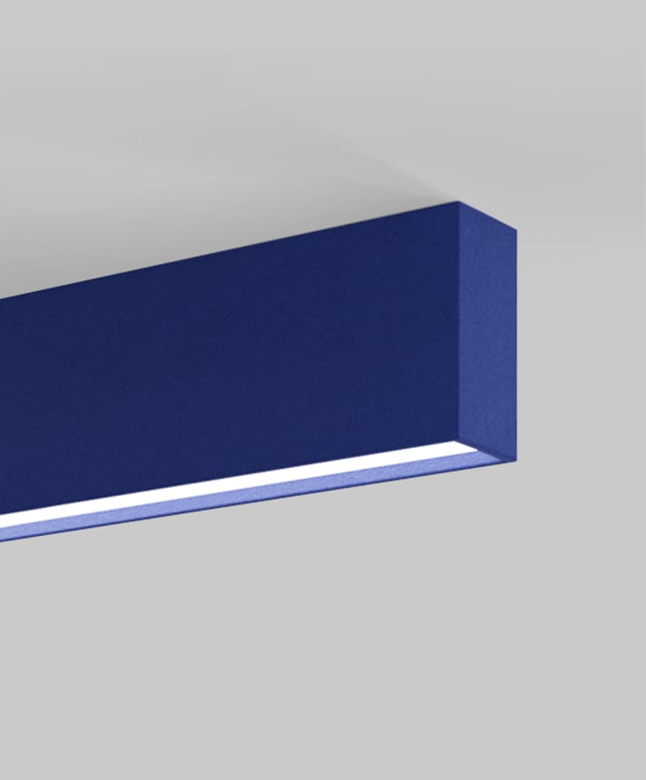 Alcon 12101-20-S-8 acoustic ceiling light shown with cobalt finish and regressed lens