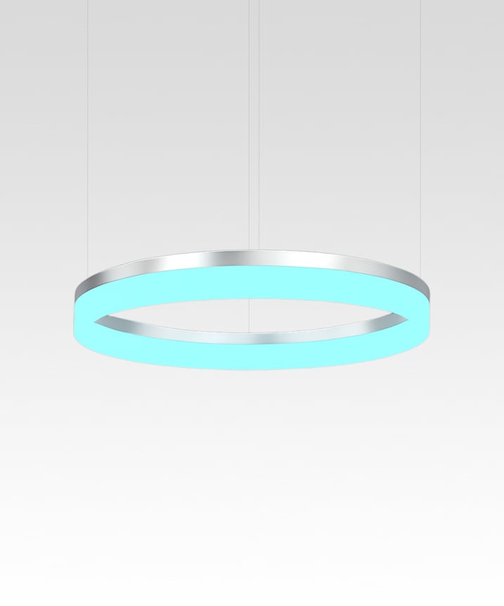 Alcon 12272-1 RGBW Color tunable 1-ring pendant light shown in a silver finish.