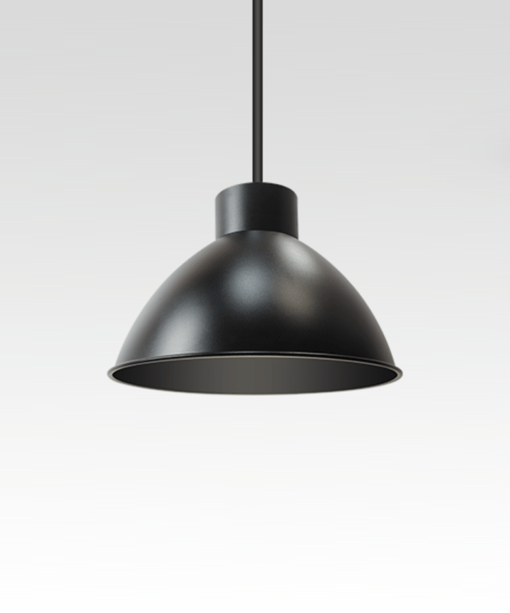 Alcon Lighting 12345 LED Dome Pendant light shown in black satin finish.