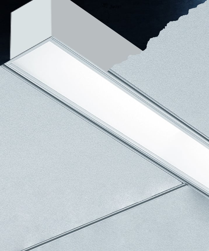 12100-20-R recessed linear LED light by Alcon Lighting shown in a white finish with a flush trimless lens
