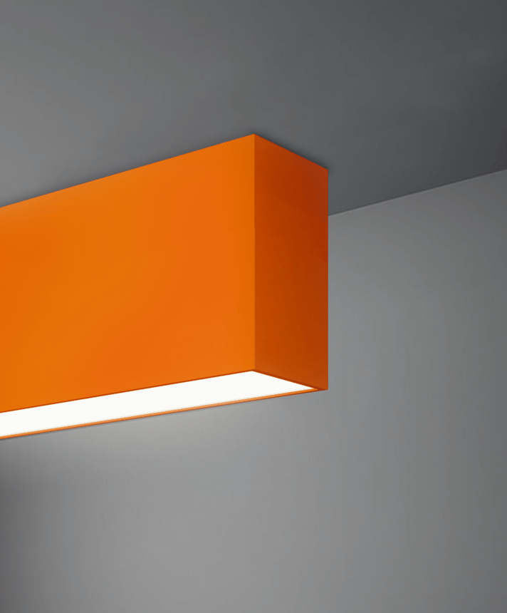 Alcon 12100-20-S, surface linear ceiling light shown in white finish and with a flush trim-less lens.