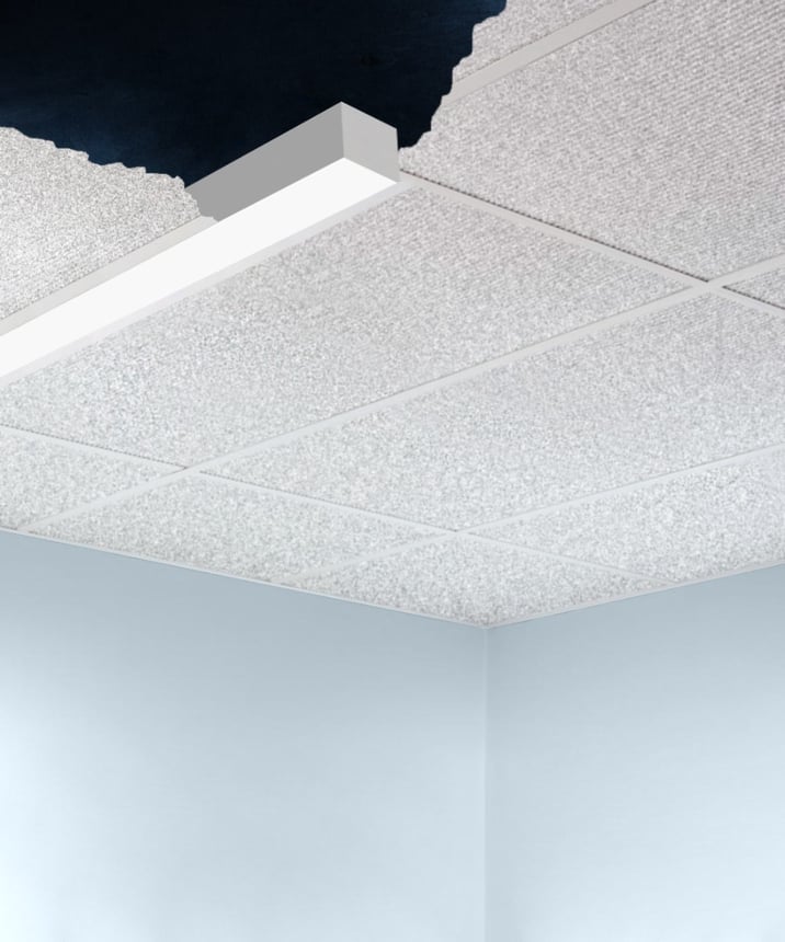 12100-66-R 6-inch linear recessed LED light by Alcon Lighting shown in a white finish and with a flush trimless lens