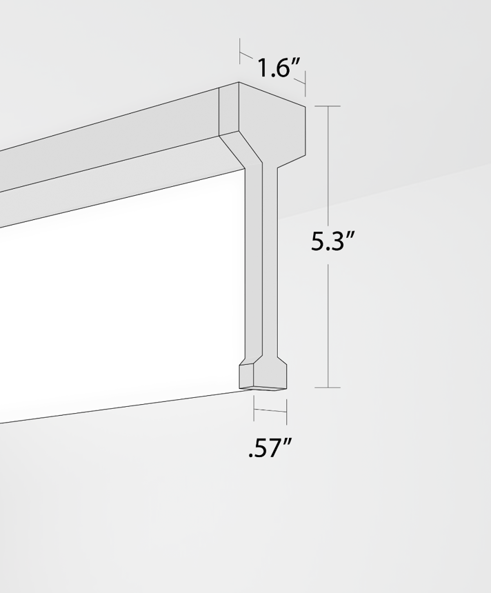 Alcon 12139-S, surface linear ceiling light shown in white finish and with a center trim-less lens.