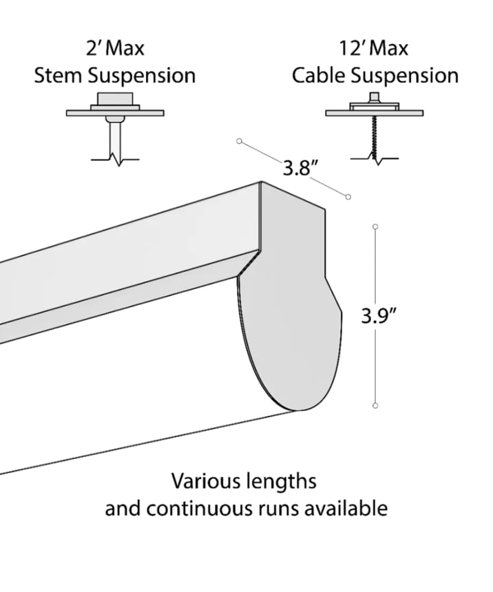 Rounded Block LED Linear Suspension Light