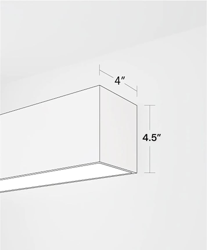 Product rendering of the 12100-45-W 4-inch Linear Wall Mount Linear LED Light by Alcon Lighting shown with a flat lens
