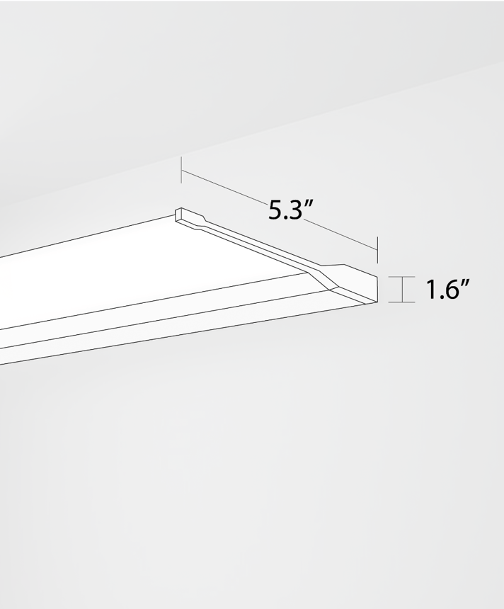 Alcon 12139-W, surface mount linear wall light shown in white finish and with a flush trim-less lens.