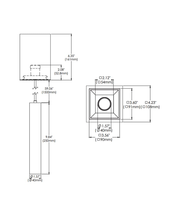 4-Inch Square LED Suspension Ceiling Light