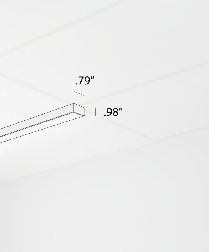 Alcon 14030-10-LVR-S, T-bar attaching surface linear ceiling light shown in silver and with a louvered lens.