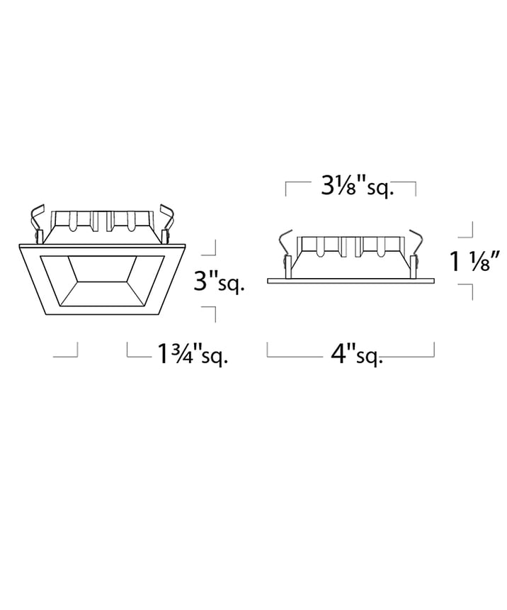 3-Inch Square Architectural Open Reflector LED Recessed Downlight
