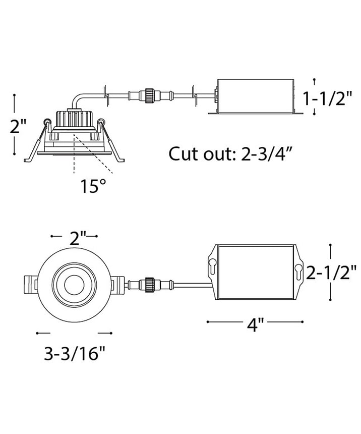 Alcon 14144-R-ADJ Recessed Dimmable Adjustable Downlight shown in a Black finish