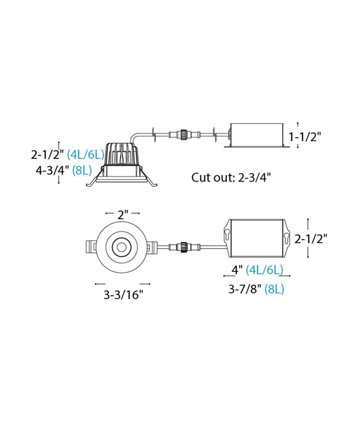Alcon 14144-R-DIR-WL Wet Rated Recessed Dimmable Downlight shown in a Black finish