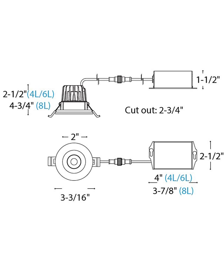 Alcon 14144-R-DIR Recessed Dimmable Downlight shown in a White finish