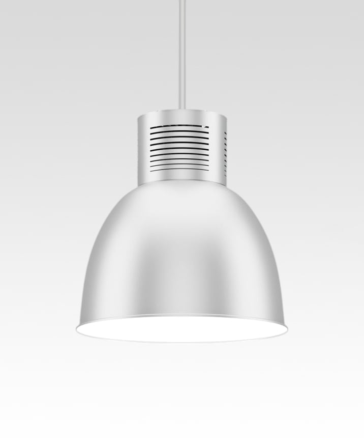 Line drawing showing the dimensions of the 15209-16 high bay and low bay LED light