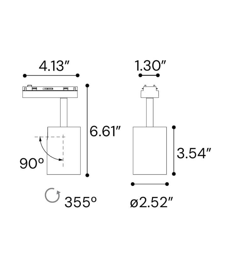 2.5-Inch Adjustable Beam Spotlight Modular Track Component