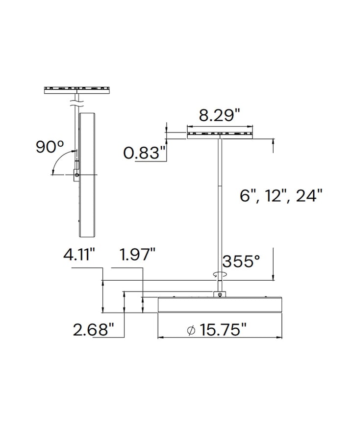 16-Inch LED Disk Light Modular Track Component 