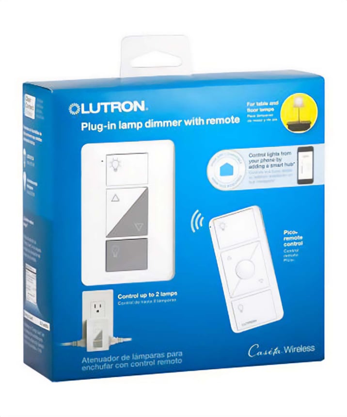Lutron Caseta P-PKG1P-WH Caseta Wireless 300-watt/100-watt Plug-In Lamp Dimmer with Pico Remote Control Kit, White