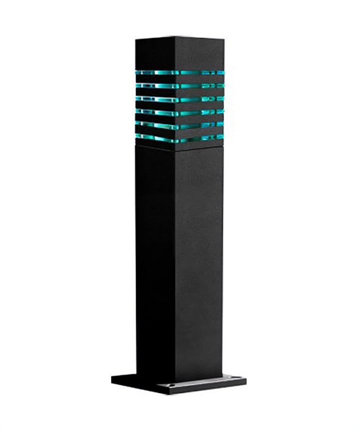 Alcon 9007 42-Inch Square Commercial LED Bollard Light shown in a black finish.