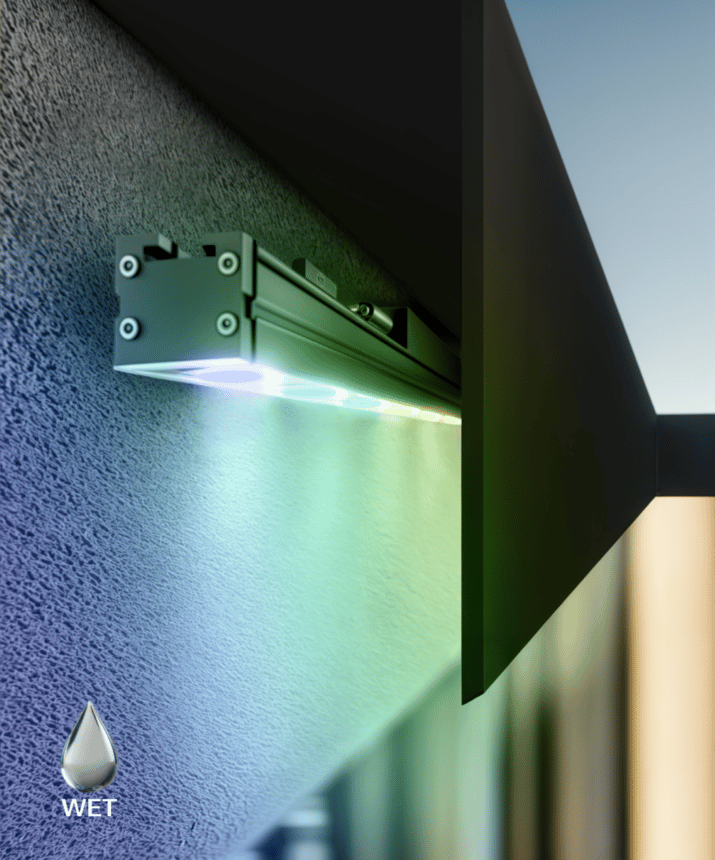 Alcon 11245-RGBW Outdoor Linear Wall Wash LED Light shown in a black finish.