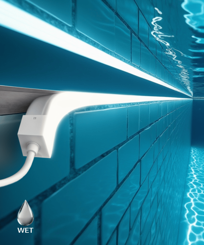 Alcon 11251 slim outdoor underwater flexible linear LED strip light shown in a white finish.