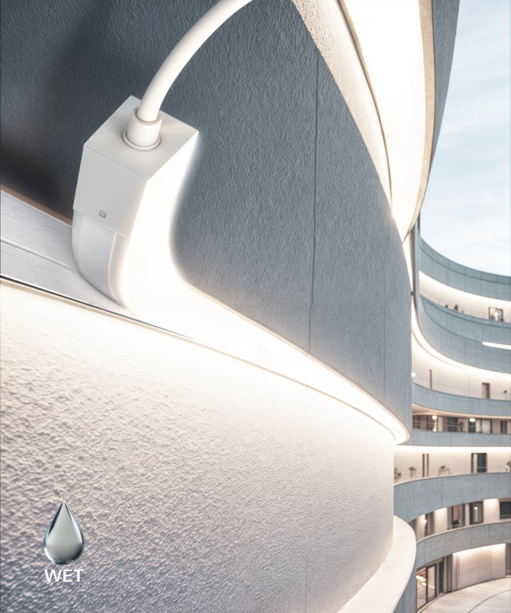 Alcon 11261 narrow indoor/outdoor architectural flexible LED strip light shown in a white finish.