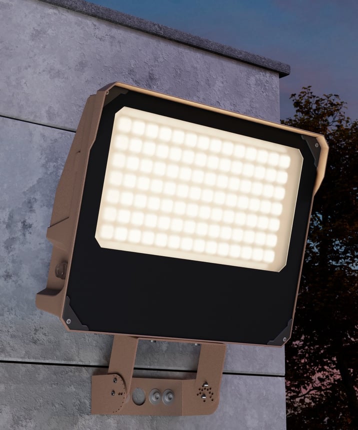Alcon 11411-YK-LG Yoke Mount LED Flood Light shown in a bronze finish