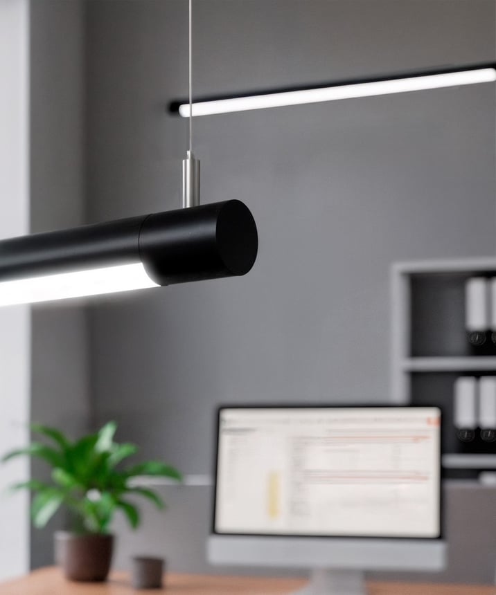 1-Inch Rotatable Slim Linear LED Tube Pendant Light, Black