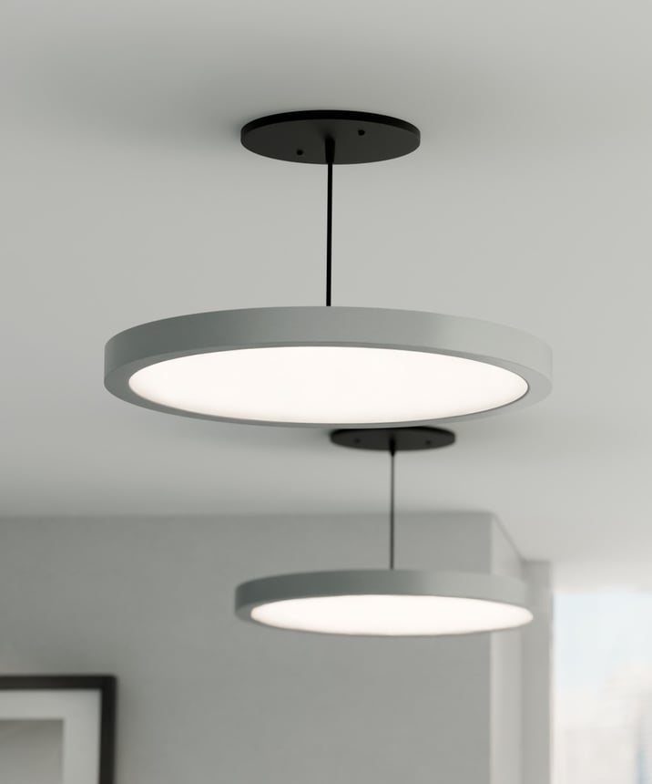 Alcon 12182-P-12 Architectural LED Disk Pendant Light shown in a Black finish 