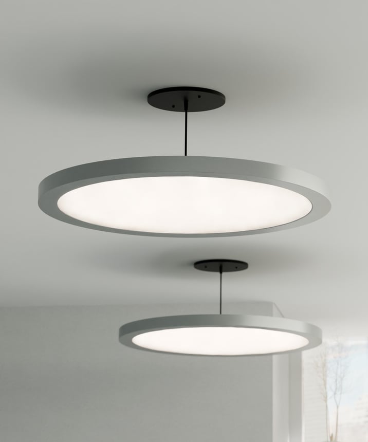 Alcon 12182-P-18 Architectural LED Disk Pendant Light shown in a Black finish
