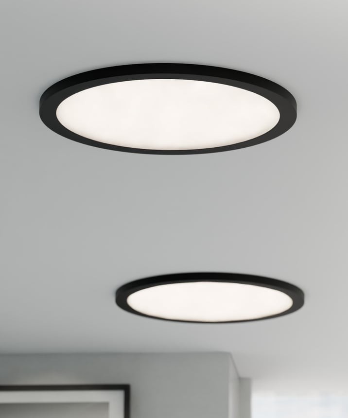 Alcon 12182-S-18 Architectural Surface-Mount LED Disk Light shown in a Black finish