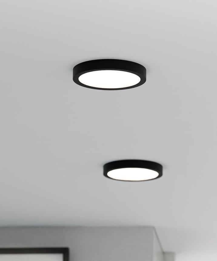 Alcon 12182-S-5 Architectural Surface-Mount LED Disk Light shown in a Black finish