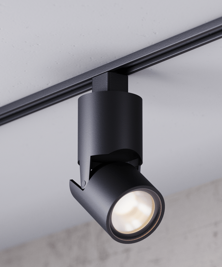 Alcon 13101-MD-T Multi-Sized Architectural LED Track Light Head shown in a Black finish.