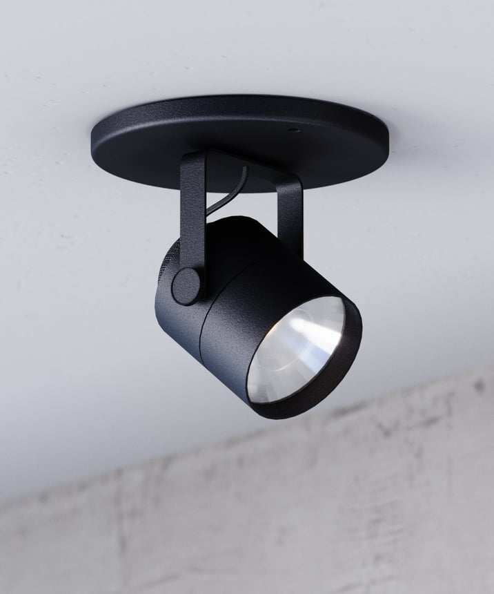 Alcon 13302-M Black 2-Inch LED Monopoint Track Light Head – 4.5" Total Height x 2.375" Length x 2.25" Diameter x 2.625" Mounting Arm Height