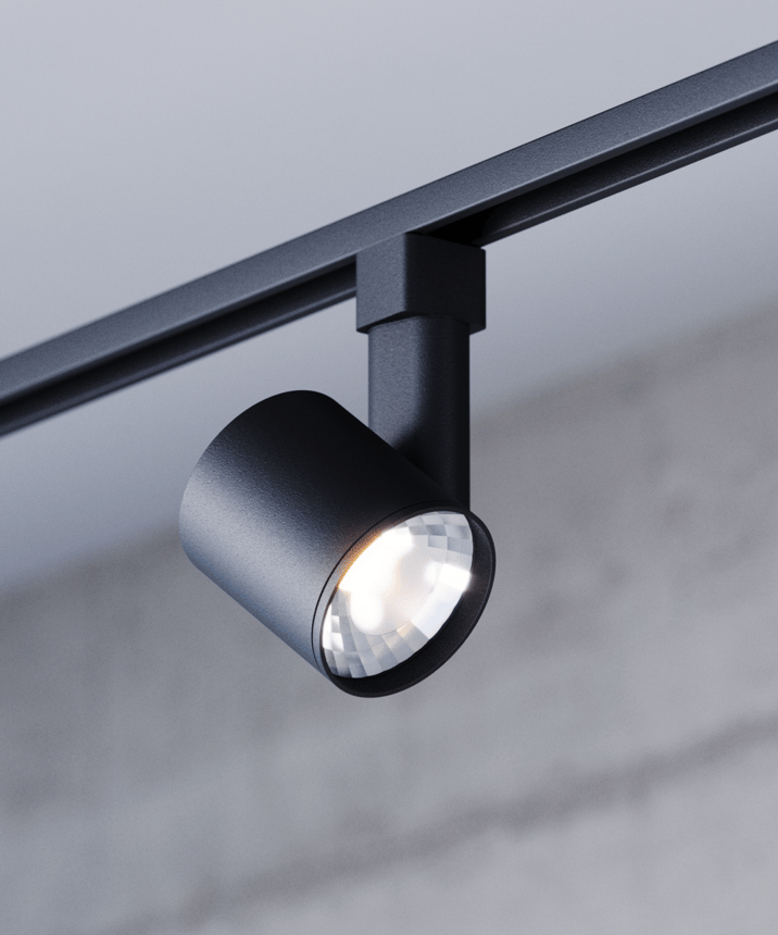 Alcon 13303-MD Multi-Sized Adjustable LED Track Light Head shown in a Black finish.