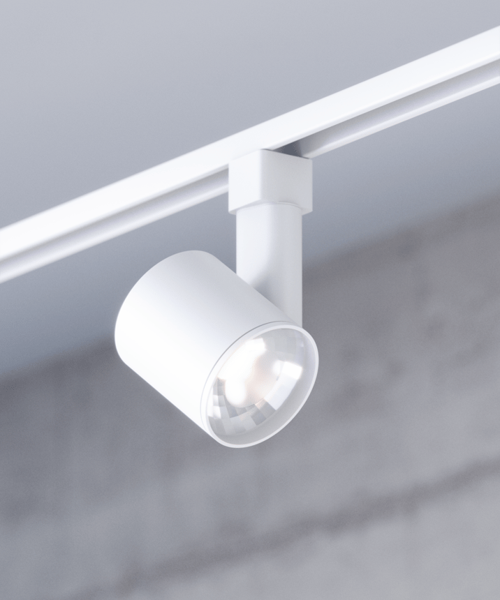 Alcon 13303-MD Multi-Sized Adjustable LED Track Light Head shown in a White finish.