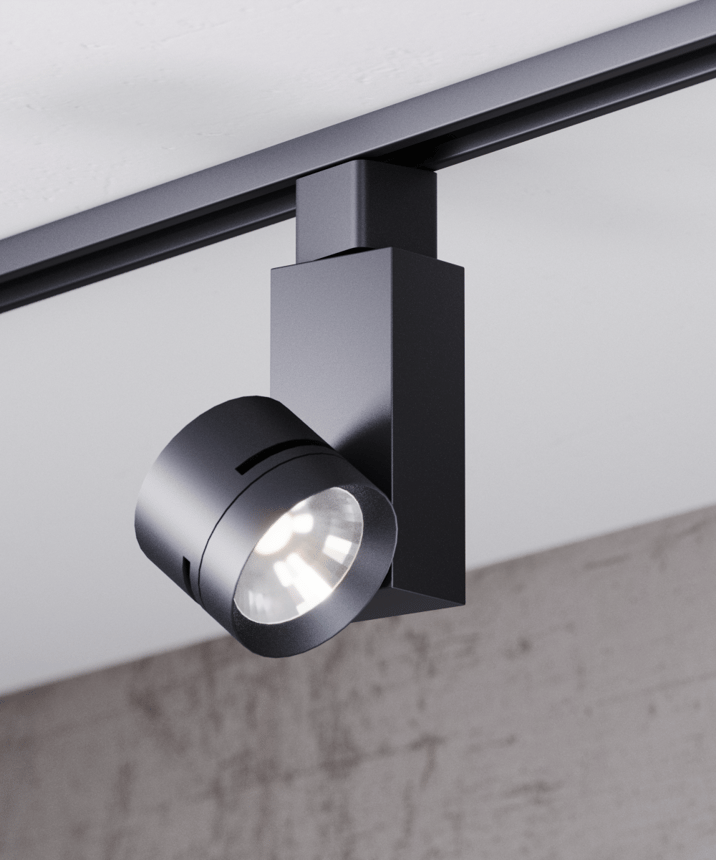 Alcon 13306 Architectural 2.5-Inch LED Track Light Head shown in a Black finish.