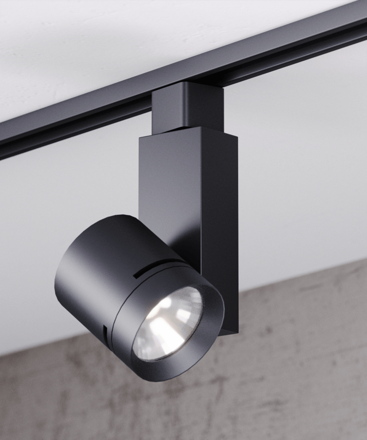 Alcon 13307 Architectural 2.5-Inch LED Track Light Head shown in a Black finish.