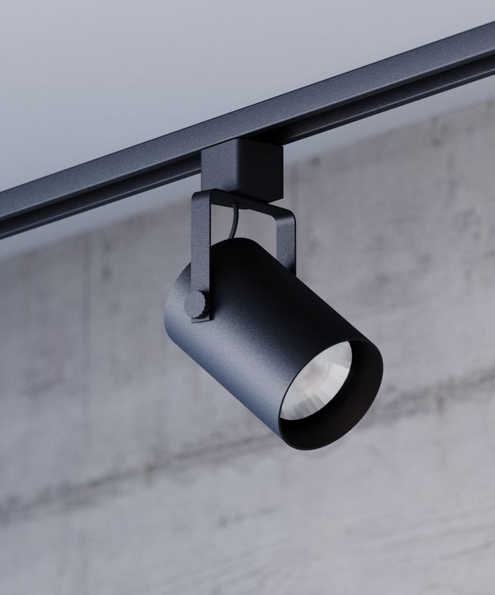 Alcon 13340-MD Multi-Sized LED Track Light Head shown in a Black finish.
