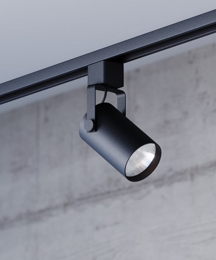 Alcon 13340-SM Multi-Sized LED Track Light Head shown in a Black finish.
