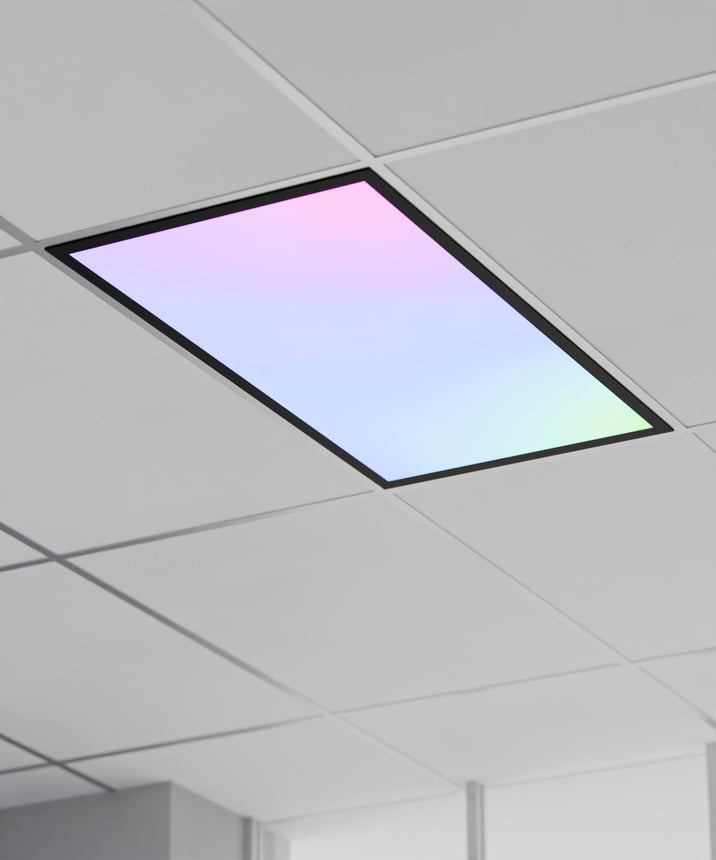Alcon 14001-RGBW Color-Changing Back-Lit LED Panel Light shown in a Black finish