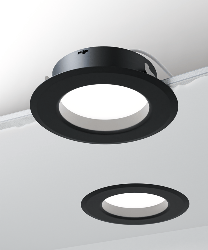 Alcon 14008-6 Round Recessed Can Light shown in a Black finish 