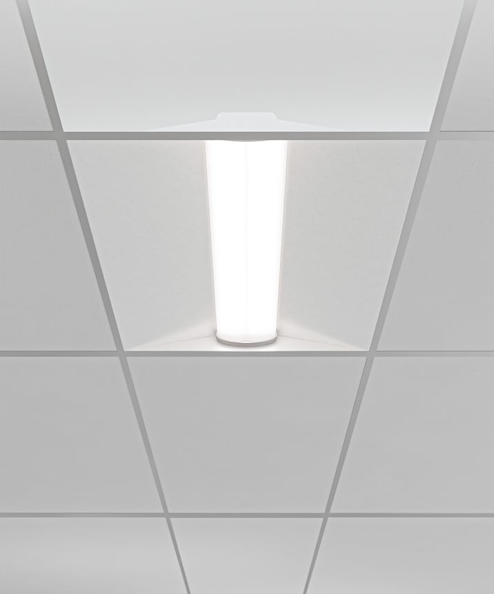 Alcon 14064 Architectural Center-Basket LED Troffer Light shown in a White finish