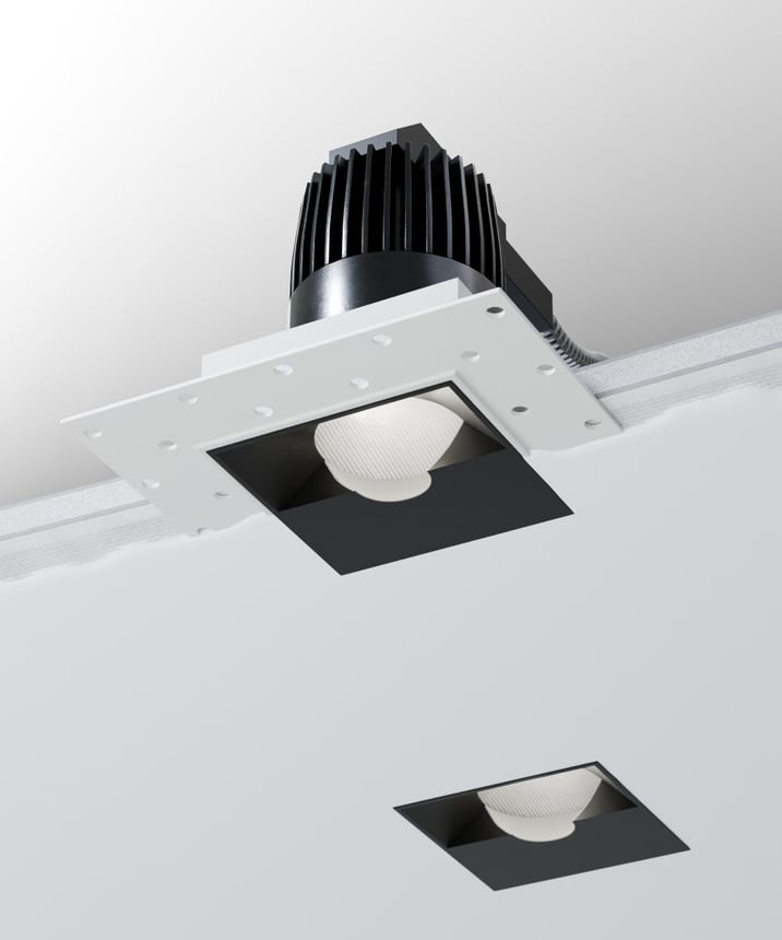 Alcon 14073-WW Trimless Wall Wash Square Recessed LED Downlight shown in a Black finish